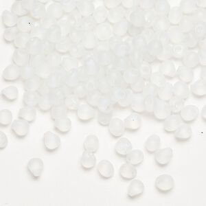 Seed bead, Miyuki, glass, pkg/10g, 4x3.4mm fringe, translucent matte rainbow clear (DP-131FR).