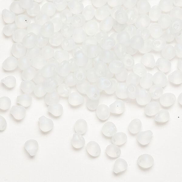 Seed bead, Miyuki, glass, pkg/10g, 4x3.4mm fringe, translucent matte rainbow clear (DP-131FR). image number 0