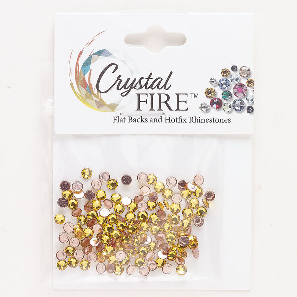 Flat back 144pk sunflower, Crystal Fire® 3.00-3.12mm hotfix round SS12 image number 0