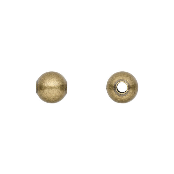 Bead, antique gold-plated brass, 8mm round. Sold per pkg of 10. image number 0
