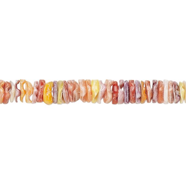 Bead, sea scallop shell (natural), 6x1mm-6x2mm hand-cut heishi, Mohs hardness 3-1/2. Sold per 15-1/2" to 16" strand. image number 0