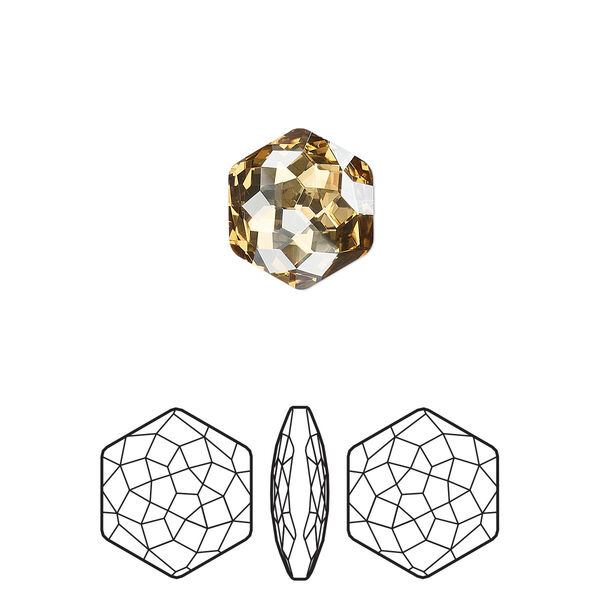 Fancy stone 96pk crystal golden shadow foil back, Swarovski® 11.2x10mm thin hexagon 4683 image number 0