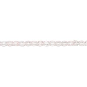 Bead, Czech fire-polished glass, clear and pink, 3mm faceted round. Sold per 16-inch strand, approximately 130 beads.