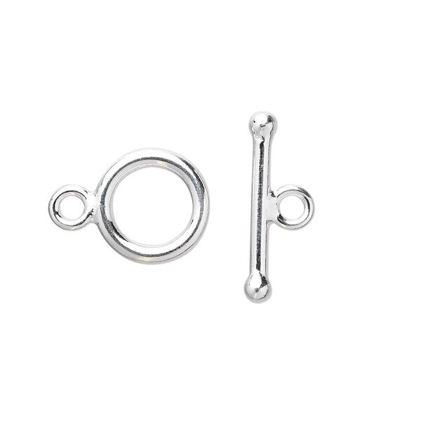 Clasp, toggle, sterling silver, 13mm plain smooth round. Sold individually. image number 0