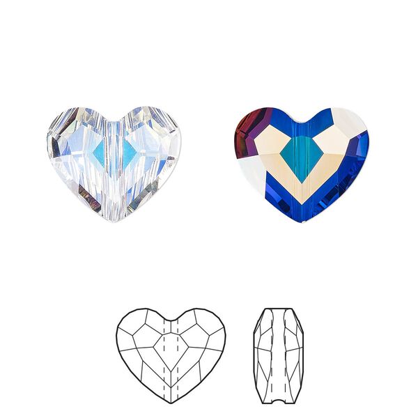 Bead 12pk crystal AB, Crystal Passions® 12mm love 5741 image number 0