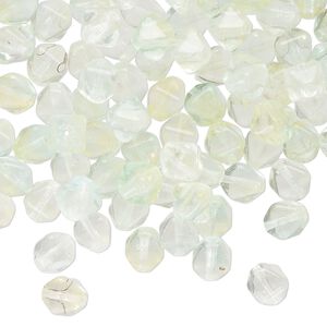 Bead, Czech pressed glass, transparent light mint green, 6x5mm double cone. Sold per 1-ounce pkg, approximately 140 beads.