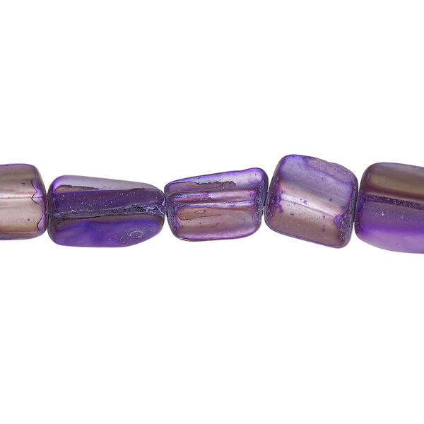 Mother-of-pearl shell 1pkg1, stick bead 15 inch royal purple 9x7mm-13x9mm image number 0
