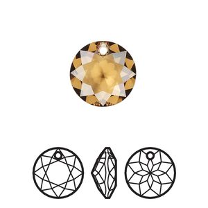 Drop 1pk light Colorado topaz, Crystal Passions® 14mm pendant classic cut 6430