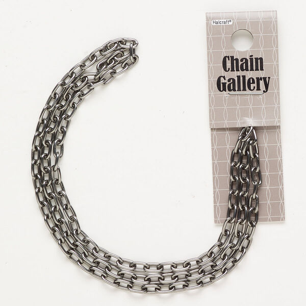 Chain aluminum / enamel 1pkg1 4.2mm oval rolo, chrome 22 inches image number 0