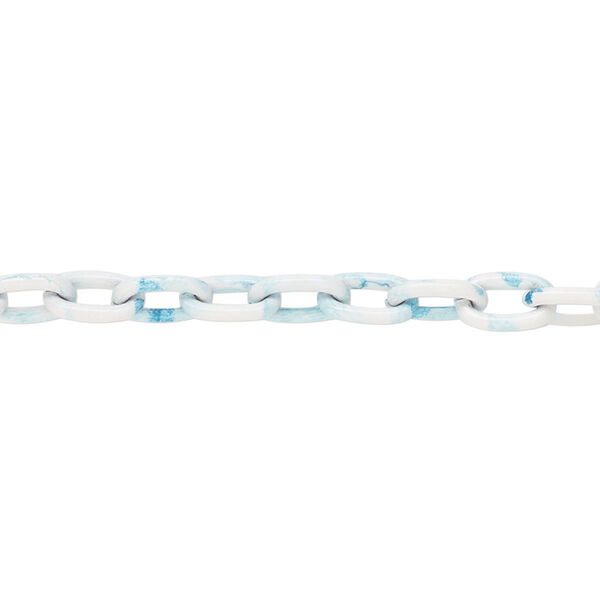 Chain, aluminum, pkg/23 inches, sky blue and white, 4-5mm cable. image number 0