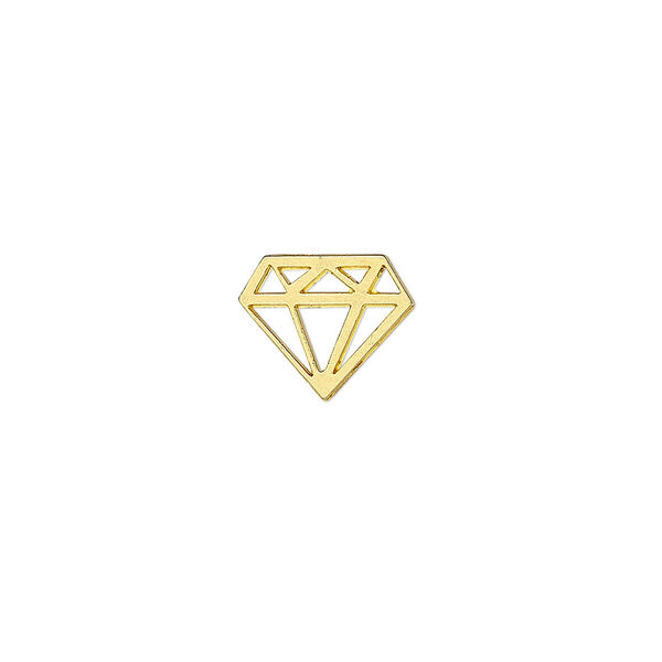 Charm, gold-finished "pewter" (zinc-based alloy), 12.5x10.5mm diamond with cutout. Sold per pkg of 10. image number 0