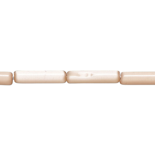 Bead, cat's eye glass (fiber optic glass), dark peach, 14x4mm-16x5mm round tube. Sold per 14-inch strand, approximately 25 beads. image number 0