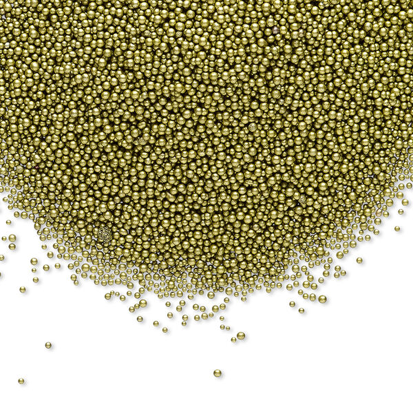 Bead, coated glass, opaque olive green, 1mm undrilled micro round. Sold per 15-gram vial. image number 0
