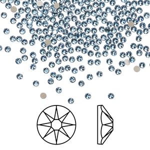 Flat back 144pk cool blue foil back, Crystal Passions® Regenerated 1.7 to 1.9mm rose round SS5 2058