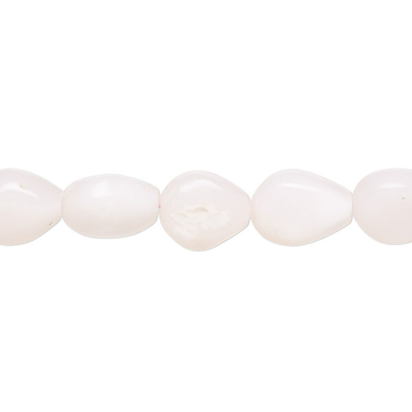 Bead, pink opal (natural), light to medium, 9x8mm-11x9mm hand-cut puffed teardrop with 0.4-1.4mm hole, B- grade, Mohs hardness 5 to 6-1/2. Sold per 8-inch strand, approximately 20 beads. image number 0