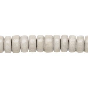 Bead 1pkg1, Taiwanese cheesewood (dyed / waxed), light grey, 8x4mm rondelle, 15-1/2 to 16 inches.