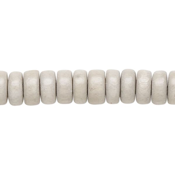Bead 1pkg1, Taiwanese cheesewood (dyed / waxed), light grey, 8x4mm rondelle, 15-1/2 to 16 inches. image number 0