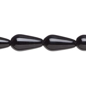 Black onyx 1pkg1, teardrop bead 15.5-16 inch 16x8mm