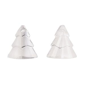 Drop 2pk translucent clear matte, Celestial Crystal® 15x13mm tiered tree