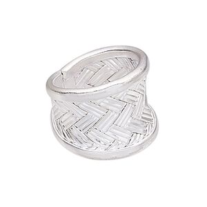 Ring, Hill Tribes, silver-plated copper, 21mm wide with weave design, adjustable from size 8 to 9. Sold individually.