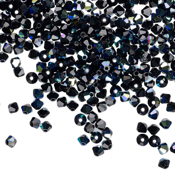 Bead 1440pk jet AB, Preciosa Czech crystal 3mm bicone image number 0
