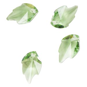 Drop 4pk transparent green, Celestial Crystal® 25x15.5mm leaf