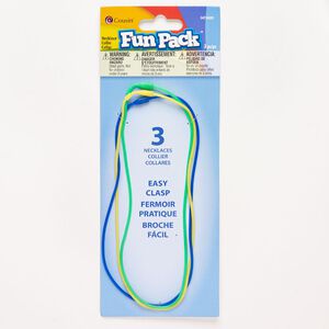 Necklace cord, silicone, green / yellow / blue, 2mm round. Sold per pkg of (3) 15-1/2 to 16-inch strands.