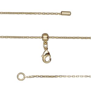 Chain 1pkg1 box, 0.9mm / lobster claw clasp, gold-finished brass adjustable 16-23.5 inch