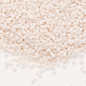 Seed bead, Delica®, glass, pkg/250g, #11 round, opaque matte bisque white (DB-1510-1).