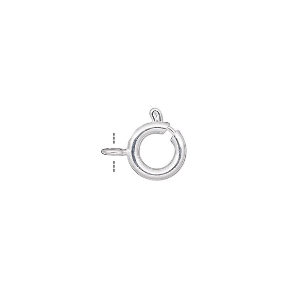 Clasp, springring, silver-plated brass, 9mm. Sold per pkg of 100. image number 0