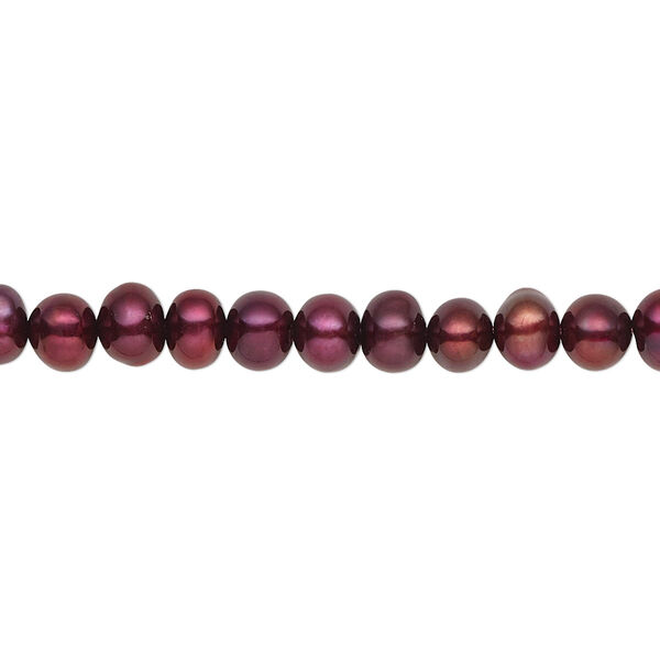 Pearl, cultured freshwater (dyed), black cherry, 4-5mm semi-round, C grade, Mohs hardness 2-1/2 to 4. Sold per 15-1/2" to 16" strand. image number 0