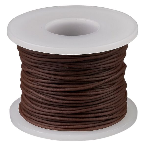 Cord, synthetic rubber, brown, 1mm round. Sold per pkg of 25 meters (82 feet). image number 0