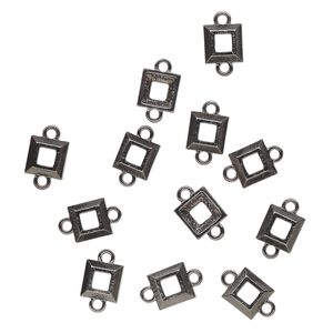 Link, black finish "pewter" (zinc-based alloy), 11mm square. Sold per pkg of 12.