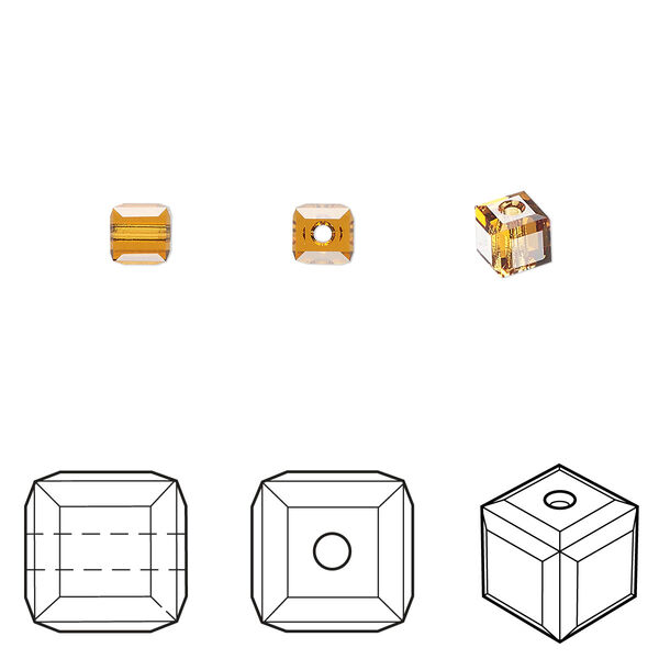 Bead 288pk topaz, Swarovski® 4mm cube 5601 image number 0