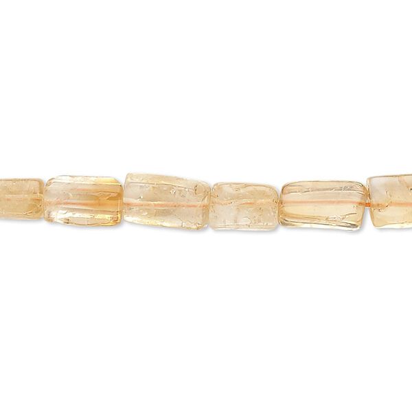 Bead, citrine (heated), 5x4mm-8x5mm hand-cut flat rectangle, C grade, Mohs hardness 7. Sold per 13-inch strand. image number 0