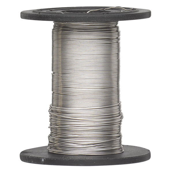 Wire, sterling silver-filled, dead-soft, round, 28 gauge. Sold per 1-ounce spool, approximately 100 feet. image number 0