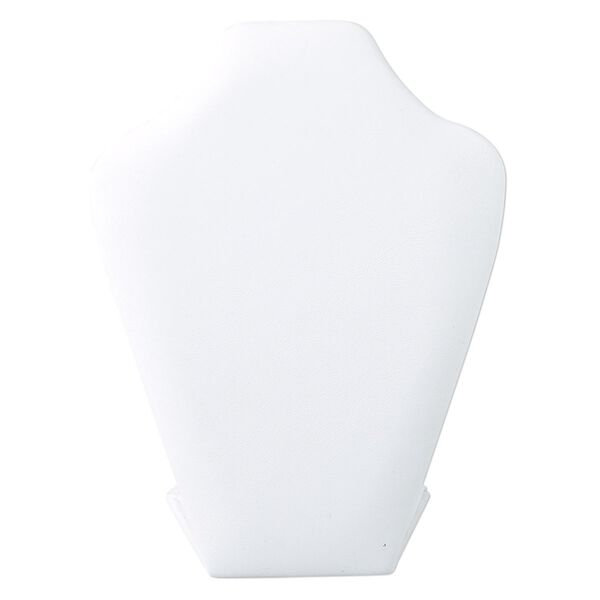 Display, necklace, leatherette and VELCRO®, white, 6-5/8 x 5 x 2-3/4 inches with adjustable back tab. Sold individually. image number 0