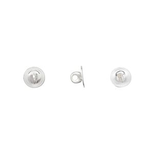 Button back, silver-plated brass, 6mm round. Sold per pkg of 100.