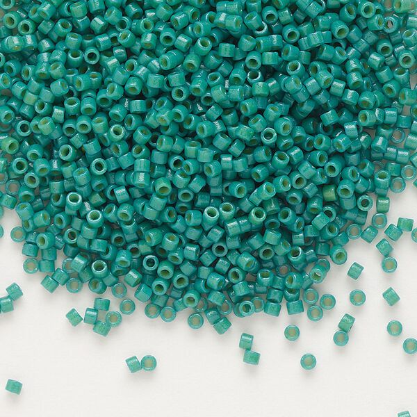 Seed bead, Delica®, glass, pkg/250g, #11 round, Duracoat® opaque outside dyed spruce green (DB-2127). image number 0