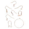 Earring mix hoop / kidney / leverback / fishhook 1pkg100 copper-plated, mixed sizes and shaped, 22-24 gauge brass / steel 50 pair image number 0