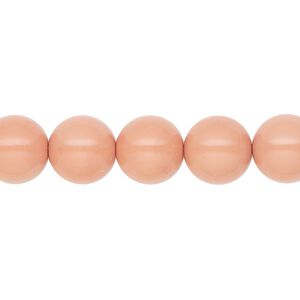 Pearl 50pk salmon rose, Preciosa Czech crystal 10mm round