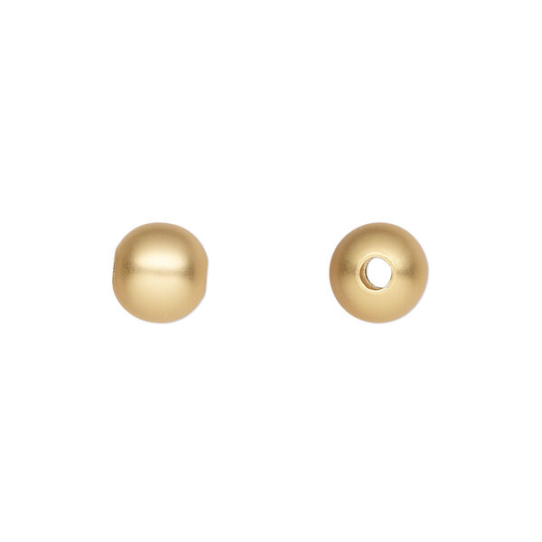 Bead, gold-plated brass with satin finish, 8mm round. Sold per pkg of 10. image number 0