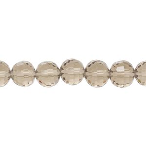 Bead, glass, translucent taupe, 8mm faceted round. Sold per 8-inch strand, approximately 25 beads.