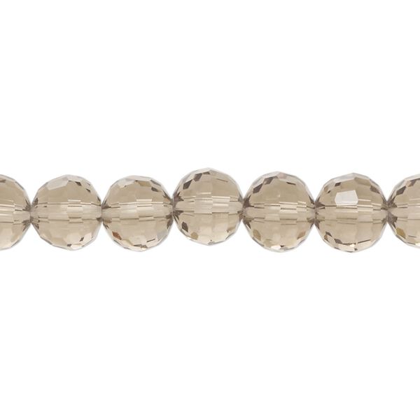 Bead, glass, translucent taupe, 8mm faceted round. Sold per 8-inch strand, approximately 25 beads. image number 0