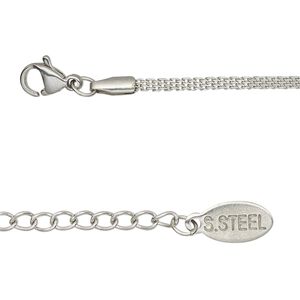 Chain 1pkg1 flat, 1.5mm / lobster claw clasp, stainless steel 20 inch