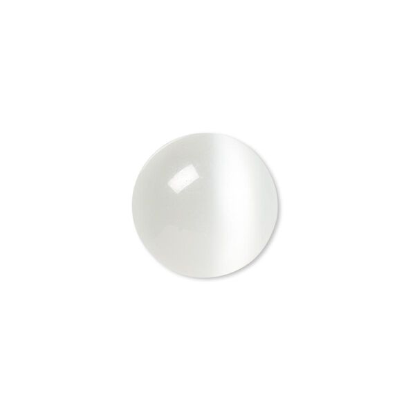 Cabochon, cat's eye glass (fiber optic glass), white, 16mm calibrated round, quality grade. Sold per pkg of 6. image number 0