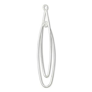 Focal, sterling silver, 39x9mm double oval and loop. Sold per pkg of 2.