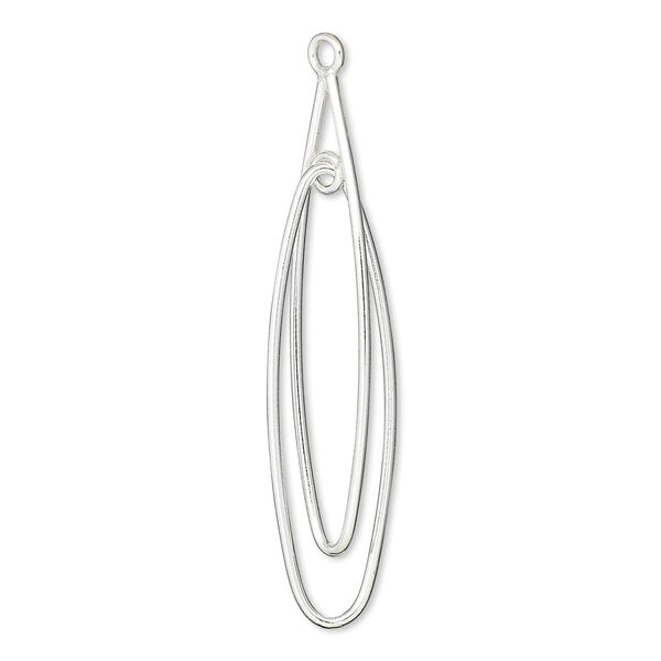Focal, sterling silver, 39x9mm double oval and loop. Sold per pkg of 2. image number 0