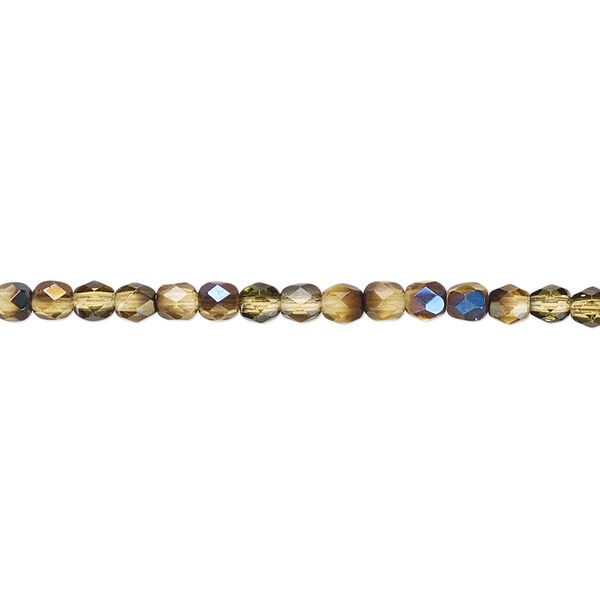 Bead, Czech fire-polished glass, honey blue iris, 3mm faceted round. Sold per 15-1/2" to 16" strand. image number 0