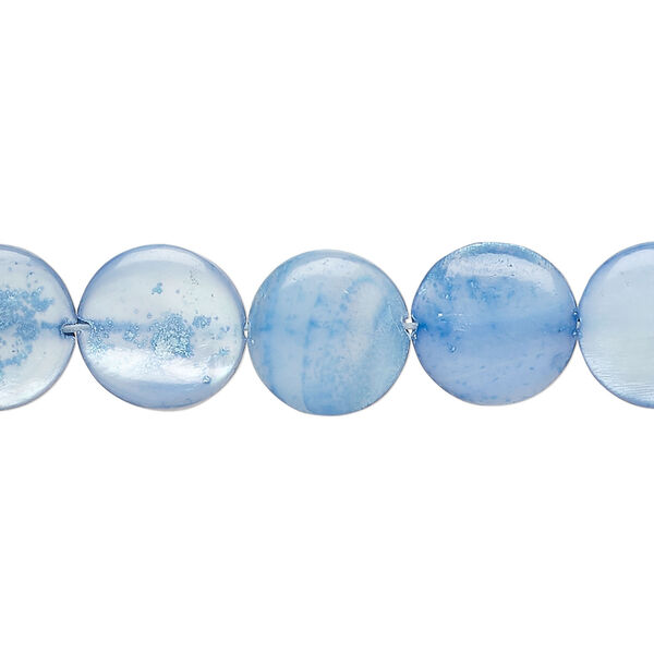 Mother-of-pearl shell 1pkg1, puffed flat round bead 15 inch hydrangea 11-12mm image number 0